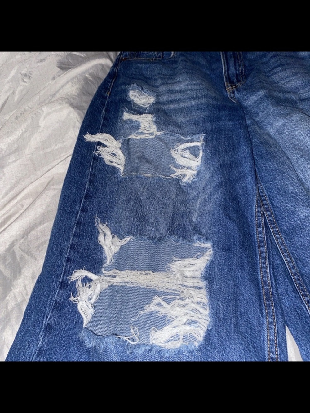 Aeropostale Jeans High Rise Super Wide Leg 8 Reg Distressed /holes - Picture 2 of 5